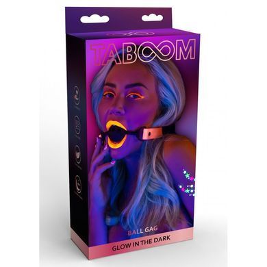 Кляп, що світиться в темряві Taboom Ball Gag, рожево-чорний TB17203 фото