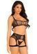 Комплект Leg Avenue Top and garter harness, One Size, чорний, сітчастий, топ + пояс з гартерами SX1073 фото 1