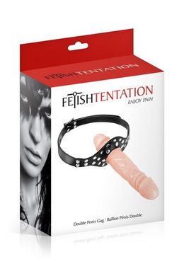 Кляп із подвійним фалоімітатором Fetish Tentation – Double Penis Gag Flesh SO5989 фото