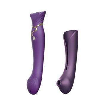 Смартвібратор 3в1 Zalo &mdash; Queen Set Twilight Purple, пульсівна перлина та вакуум, кристал Swarovski SO6664 фото