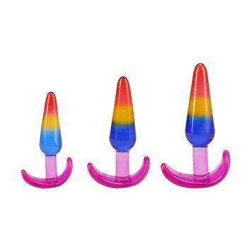 Набір анальних пробок Doc Johnson Crystal Jellies - Anal Trainer Set - Rainbow (м'яте паковання!!!) SX4435-R фото