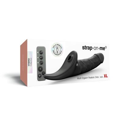 Вібронасадка для страпону з вакуумною стимуляцією Strap-On-Me Multi Orgasm Realistic Dildo XL Black SX4039 фото