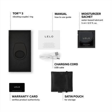 Ерекційне кільце з вібрацією LELO Tor 3 Black, керування зі смартфона SX0700 фото