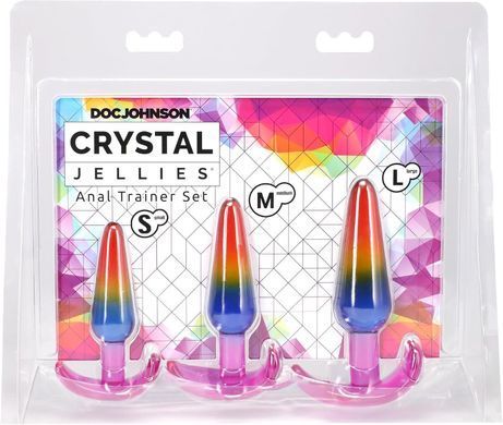 Набір анальних пробок Doc Johnson Crystal Jellies - Anal Trainer Set - Rainbow (м'яте паковання!!!) SX4435-R фото