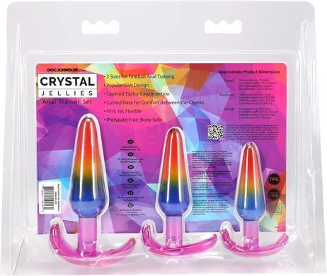 Набір анальних пробок Doc Johnson Crystal Jellies - Anal Trainer Set - Rainbow (м'яте паковання!!!) SX4435-R фото