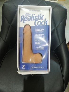 Фалоімітатор Doc Johnson The Realistic Cock ULTRASKYN 7 Inch with Balls Vanilla (м'яте паковання!!!) SX4442-R фото